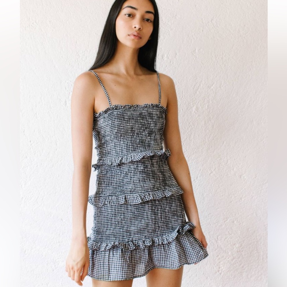 ASOS Bershka strappy mini dress w shirred gingham